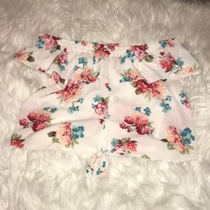 Off the Shoulders White Floral Top